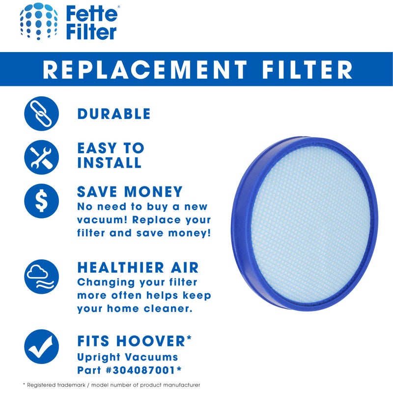Fette Filter - 304087001 Premium Pre-Motor Vacuum Filter Compatible with Select Hoover Bagless Upright Vacuums Compare to Part Number 304087001 (QTY2) - Image 2